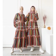 YR 3m 8810 POMPOM MAXI DRESS ZARA STRIPE Fashion IMPORT PREMIUM THREE M TM