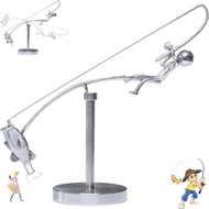 YGBG The Fisherman Balancing Sculpture, Metal Gift Kinetic Fishing Sculpture, Creative Handmade Desk