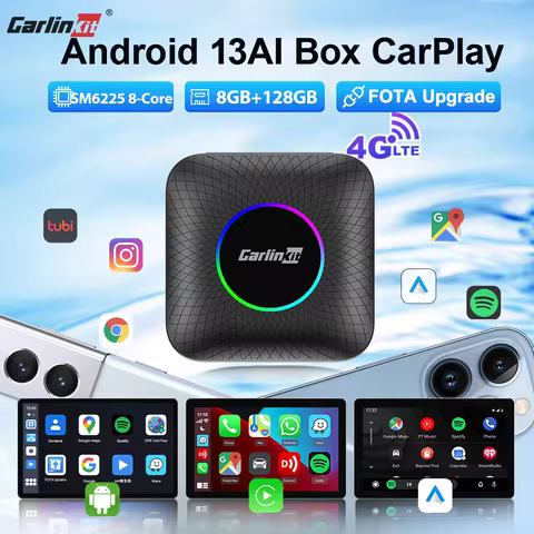 8GB+128GB CarlinKit Best Android13 CarPlay Car Ai Box LED/PLUS SM6225 8-Core Android Auto Wireless C