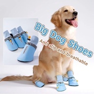 4PCS Breathable Large Dog Shoes Waterproof Big Dog Pet Shoes English Printing Outdoor Dog Shoe For M