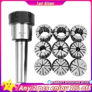 JR-10Pcs ER32 Spring Collets Set 2/4/6/8/10/12/16/18/20mm + MT3  ER32 Collet Chuck Morse Taper Holde