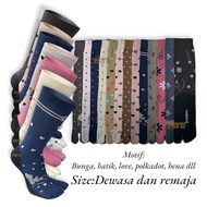 Kaos kaki wanita jempol panjang sebetis motif random 12pasang