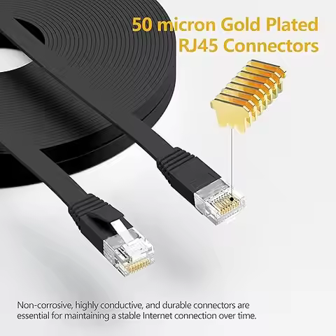 Kubie 10Gbps Cat 6 Shielded Ethernet RJ45 LAN Network Cable Cat6 Flat Patch For Modem Router Laptop 