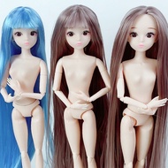New 30cm BJD Doll 20 Movable Jointe Dolls 3D Eyes Bjd Plastic Doll for Girls Toys Long Wig Female Nu