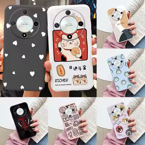 Cute Cat Case For Honor X9b Silicone Soft Back Cover Lovely Cartoon Painted Capa Shell For Honor X9b