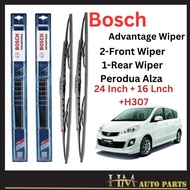Perodua Alza 24" Inch + 16" Inch BA2416 + H307 Genuine Bosch Advantage Front Rear Wiper Blade 2416 C