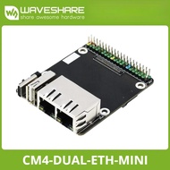 Waveshare Mini Dual Gigabit Ethernet Base Board USB 2.0 Raspberry Pi CM4 Carrier Board, Router Board