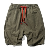 Summer Style Men Cotton Linen Shorts Bloomers Men Loose Linen Harem Shorts Streetwear Shorts