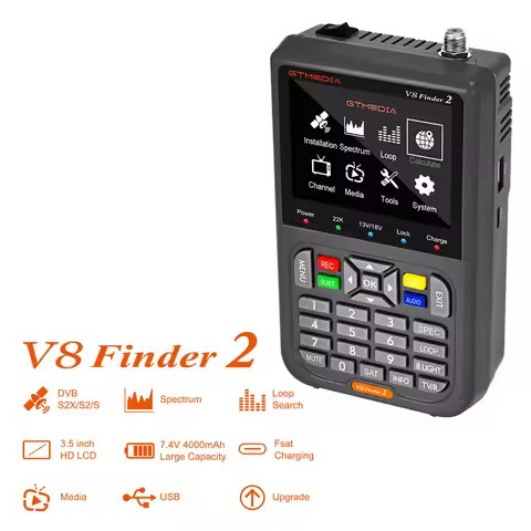 Original GTMEDIA V8 Finder 2 Satellite TV Finder Meter 4.3'' LCD DVB-S/S2/S2X H.265 PK V8 Finder 2 P