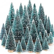 Yahpetes Artificial Mini Christmas Trees, 35 Pcs Sisal Snow Pines in 4 Sizes, Crafting Displaying De