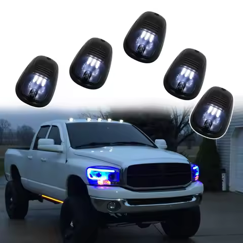 5pcs Amber White LED Cab Roof Top Marker Running Lights For Truck SUV 4x4 Dodge RAM F150 / F250 / F3