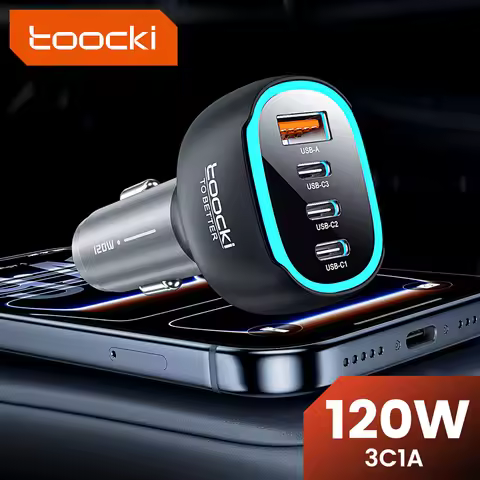 Toocki 120W Car USB Charger 90W 120W PD 45W 4-in 1 Type C Fast Charge QC3.0 PPS Qi 2.2 Car Phone Cha
