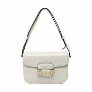 GUCCI Horsebit 1955 小號 白色牛皮馬銜扣 肩背包