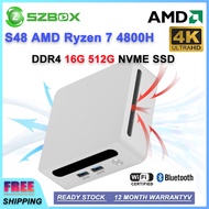 SZBOX S48 AMD Ryzen 7 4800H คอมพิวเตอร์ขนาดเล็ก DDR4 3200MHz 16GB 512GB PCIe4.0 NVMe SSD WIFI6 BT5.2คอมพิวเตอร์เกมเดสก์ท็อปคอมพิวเตอร์ขนาดเล็ก
