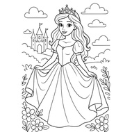 Set of 25 princess-themed coloring pages for children in a4 - a5 size to help children be creative