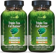 Irwin Naturals Triple-Tea Fat Burner - White, Green & Black Tea - Antioxidant Rich Metabolism Booste
