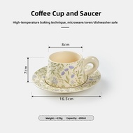 French Style Ceramic Coffee Cup Set High Aesthetic Value Afternoon Tea Cup Plate Flower Tea Cup Gift