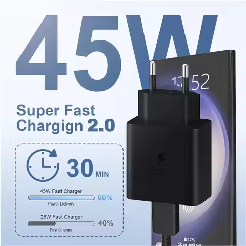 FasChageek Extra Fast Charger 45W type C, USB-C, with 1.5 m Cable for Samsung Galaxy S23 Ultra/S23/S