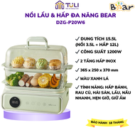 Nồi hấp điện 2 tầng 6L đa năng BEAR DZG-C60Q8 Công suất 650W Tiết kiệm năng lượng Có chế độ hẹn giờ.