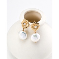 Elegante Jewellery Freshwater Pearl Silver 14K Gold Plated Earring
