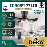 DEKA Fan DEKA CONCEPT 22 LED 22" 3 Blades 14 Speed DC Motor Remote Control Ceiling Fan With Light Kipas Siling Syiling