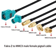 1PC Fakra Z Male Female Water Blue To MMCX Plug Jack Straight/ RA Pigtail Cable Adapter RG174 15cm 6