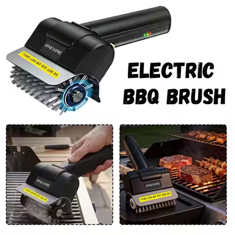 Handheld Heavy‑Duty Electric BBQ Cleaner Brush, Stainless Steel Roller Rechargeable Grill Scrubber, 
