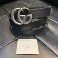 GUCCI 金屬 仿舊 雙G LOGO 腰帶 皮帶 義大利製 寬3CM