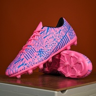 Pink Soccer Shoes Men Long Spike Football Shoes For Man Trend Graffiti Couple Football Field Cleats 