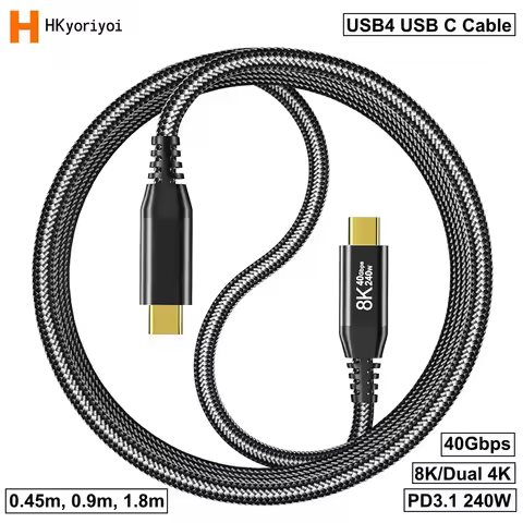 USB4 USB C Monitor Cable Data 40Gbps 8K 60Hz UHD Display 240W PD3.1 Fast Charging For MacBook Pro Fo