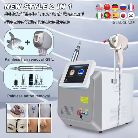2023 Hotest 808nm Diode Laser 2in1 Pico Laser Machine Picosecond + 808 Hair Removal Machine Diode La