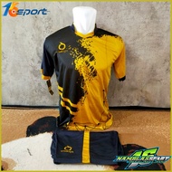 kaos baju setelan jersey futsal volly badminton olahraga - abstrak kuning l