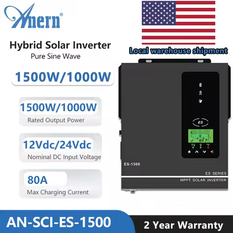 Hybrid Solar inverter 1KW 1.5KW 12V 24V 220V Pure Sine Wave Hybrid inverter MPPT 80A Solar Charge Co