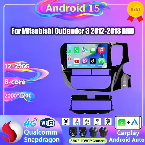 Android 15 For Mitsubishi Outlander 3 GF0W GG0W 2012 - 2018 RHD Car Radio Wireless Carplay 2K Screen