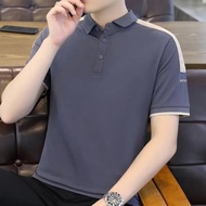 M-5XL Collar T Shirt Men Korean Casual New All Match Plus Size Short Sleeved Polo Shirt Men
