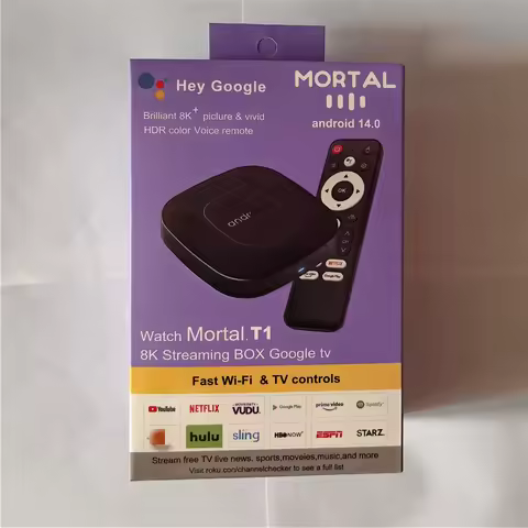 Mortal T1 TV Box Android 14.0 OS Allwinner H313 Quad Core HDR10+ 4K 2GB RAM 16GB ROM 2.4G&5G Wifi Ho
