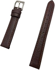 14mm Brown Genuine Leather Watch Band | Soft, Matte, Shrunken Grain, Lightly Padded, Replacement Wri