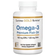 California Gold Nutrition Omega-3 Premium Fish Oil 100 Fish Gelatin Softgels, Best by: 08/25