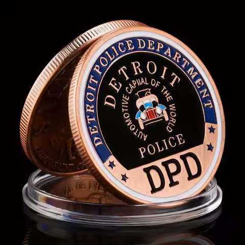 United States Detroit Police Department Souvenir Coin Bronze Plated Collectible Coin Saint Micheal 1