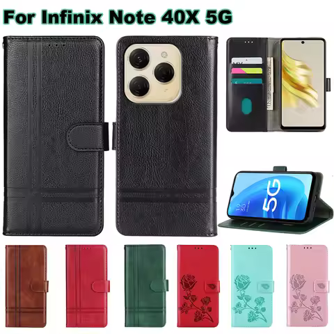 Note 4X 5G Case Flip For Infinix Not 40X 5G чехол Wallet Capa Leather Phone Cover For Carcasa Infini