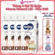 Carton of 4 Packs of Moony Natural L36 Diaper Pants for Babies from 9 Kg to 14 Kg - White Moony - Ge