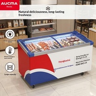 338L 520L Commercial Ice Cream Freezer Curved Glass Display Chest Freezer Gelato Frozen Food Showcas