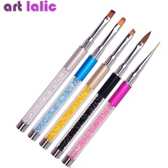 Nail Art Brush Pen Rhinestone Diamond Metal Acrylic Handle Carving Powder Gel Liquid Salon Liner Wit