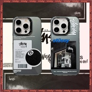 Street trend STUSY Black Ball 8 Store illustration label Electroplated photo frame Phone Case Suitab