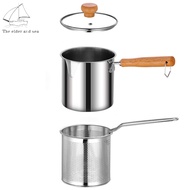 TE Deep Fryer Pot Stainless Steel Frying Pan With Strainer Basket Glass Lid Handle Home Kitchen Cooking Tools For Frying Fish Shrimp Chicken Fries