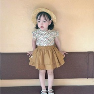 [A&amp;Lshop6417] Kids baby girl floral short sleeves top &amp; terno short skort