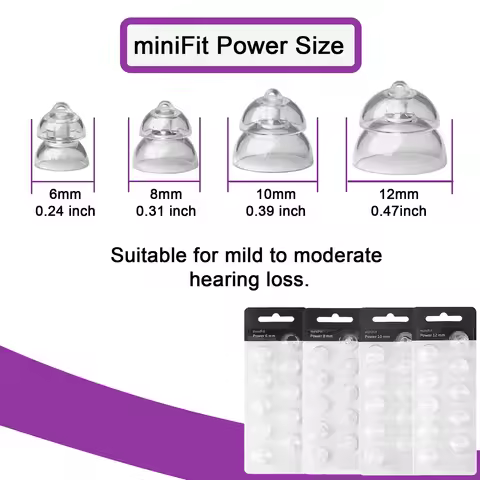 Hearing Aid Domes for Oticon Replacements,10pcs-Minifit Power Domes (6mm/8mm/10mm/12mm),Universal Do