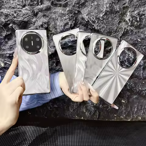 Colorful Galvanized Silver Border Aurora Feather Yarn Phone Case For Huawei Mate X6 huawei mate x5 x