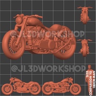 Jl3d 1/64 Scale Motorcycle Harley Davidson Bobber Turbo Hotwheels Mini GT