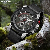 EXTRI Watch X7004 Chronograph Seiko VD5 Quartz Date Leather Band Sport Watch 100% Original Waterproof Men Watch